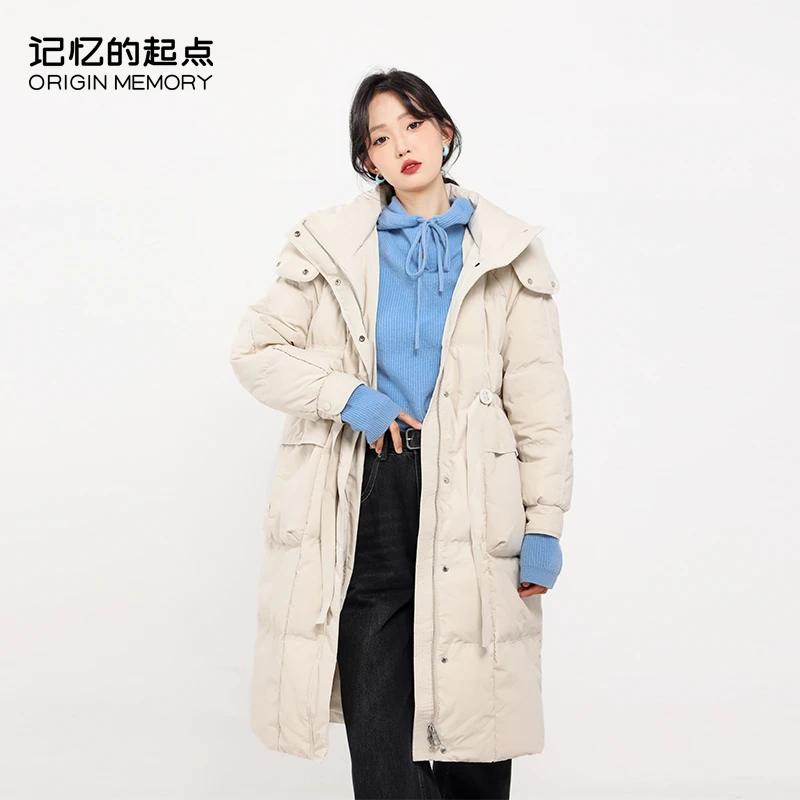 记忆的起点三防羽绒服女白鸭绒中长款冬季新款保暖外套67AD90130