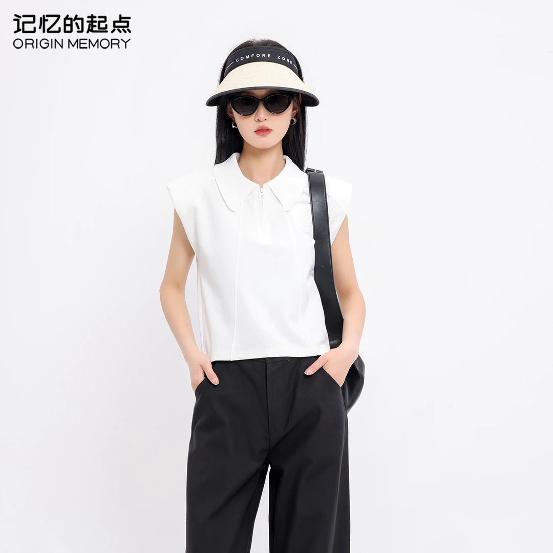 记忆的起点无袖针织小衫女夏季设计感翻领时尚背心上衣68TX30155H