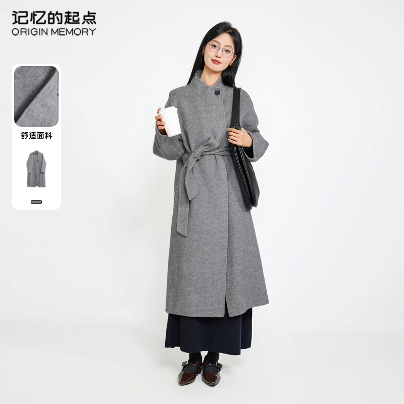 记忆的起点双面呢大衣女装时尚款长款显瘦毛呢外套68AD71572