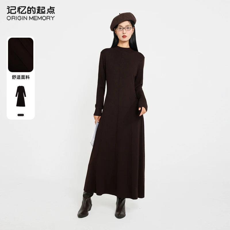 记忆的起点法式高级感连衣裙女时尚秋冬赫本风长裙68AD82946H