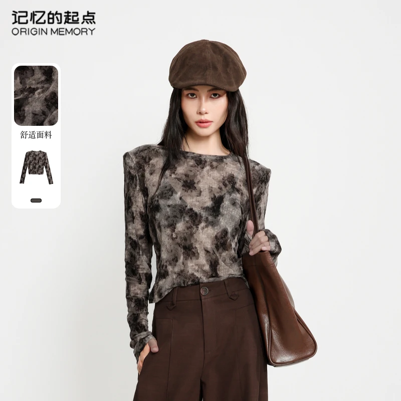 记忆的起点秋季长袖圆领针织衫女时尚显瘦打底小衫68GQ35695H