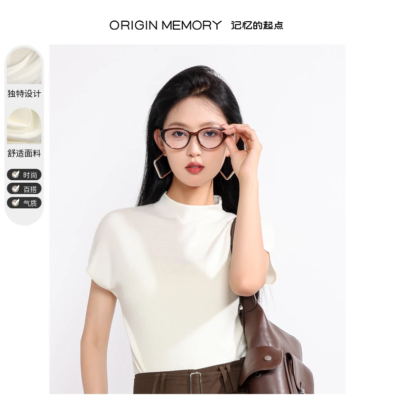 记忆的起点高领短袖毛衣女时尚秋季立领内搭针织衫68GQ50517
