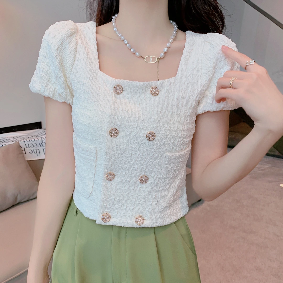 【清仓专场】法式高级感小众气质短款小香风短袖上衣女DMJ-S52707