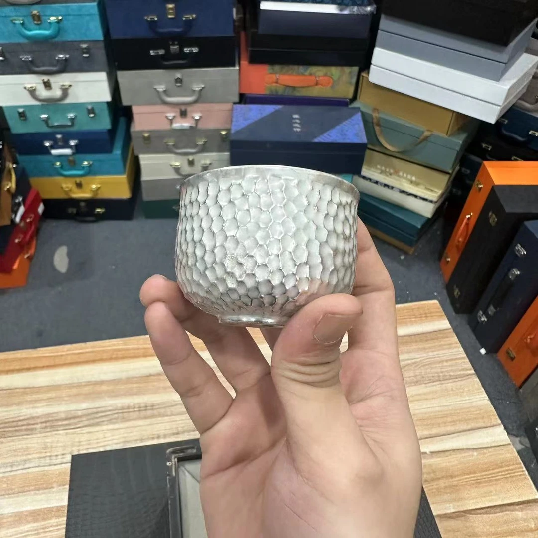 【闪购链接】锤纹鎏银瓷胎包银主人杯品茗杯家用高档杯