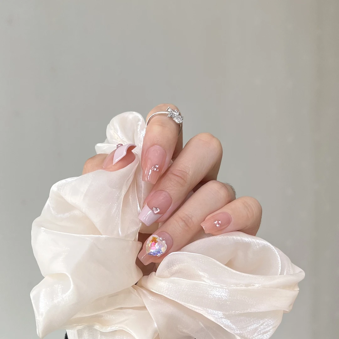 【实拍10】新款裸色美甲纯欲风指甲贴片高级感穿戴甲显白带钻纯手工