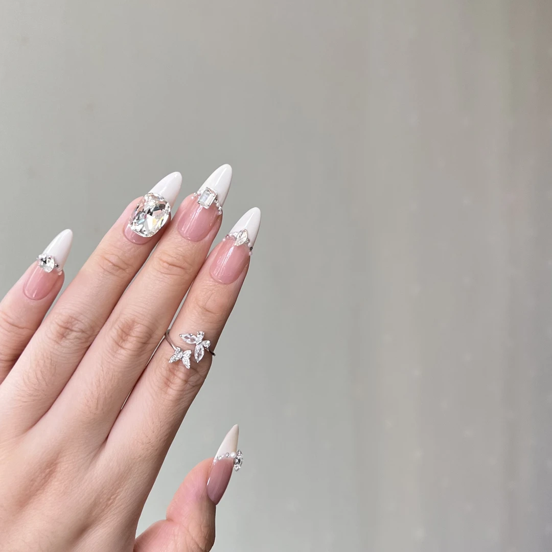 【实拍07】新款法式指甲贴片高级感穿戴甲带钻纯手工中长款美甲甲片