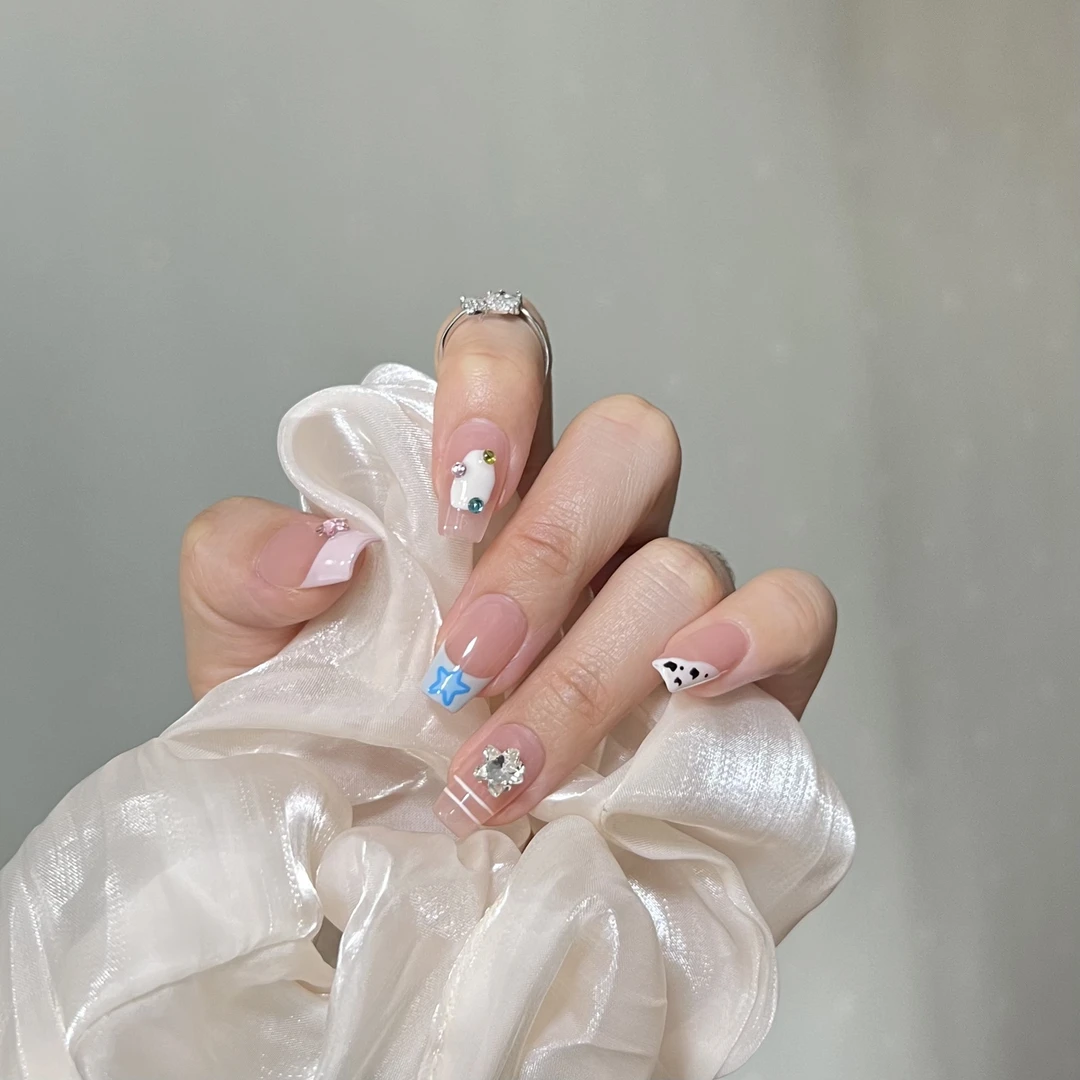 【实拍06】新款法式假指甲贴片可爱穿戴甲显白纯手工中长款美甲甲片