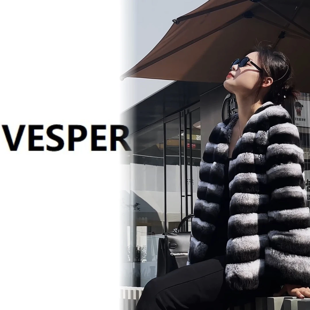 VESPER【广岛之恋】V领进口雷克斯龙猫青紫蓝獭兔短款皮草外套