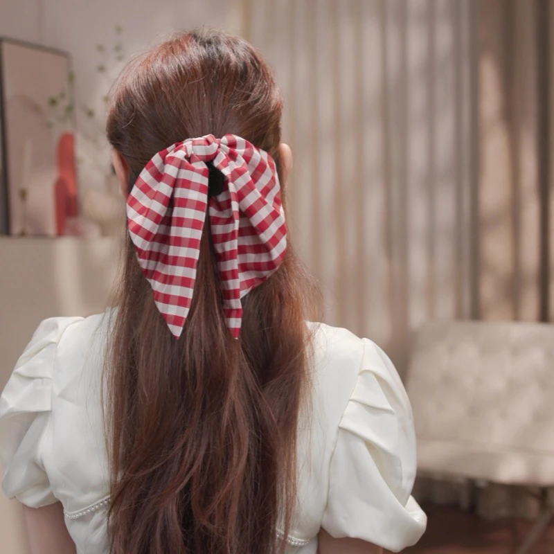 木子秋高级感条纹蝴蝶结飘带抓夹百搭发型气质网红日系发夹头饰