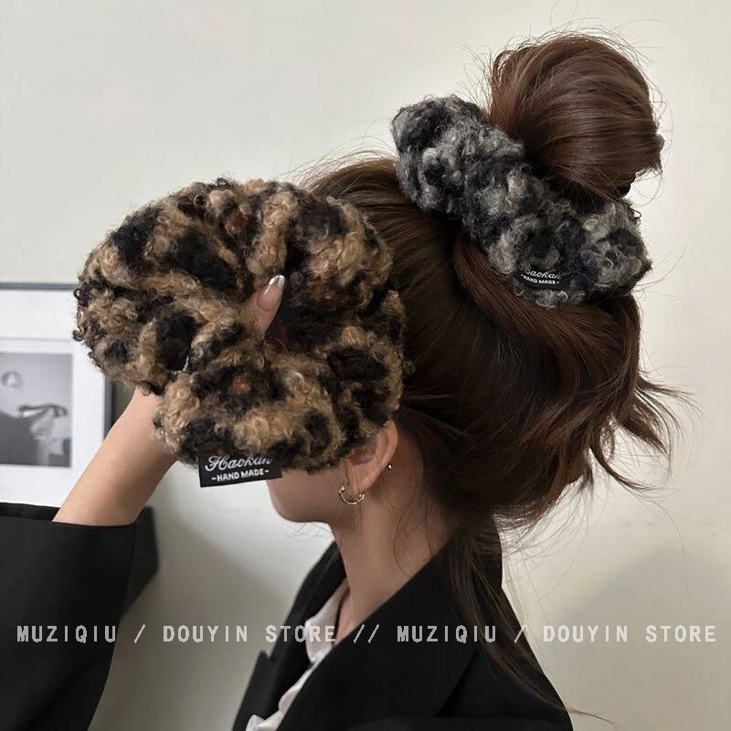 木子秋复古豹纹羊羔毛毛头绳大肠发圈高级感气质时尚百搭皮筋头绳