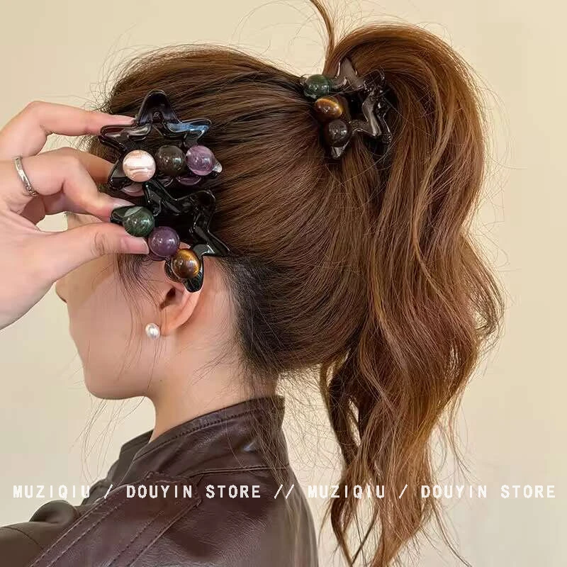 木子秋韩系星星高马尾抓夹高级感气质时尚精致优雅时尚搭发夹头饰
