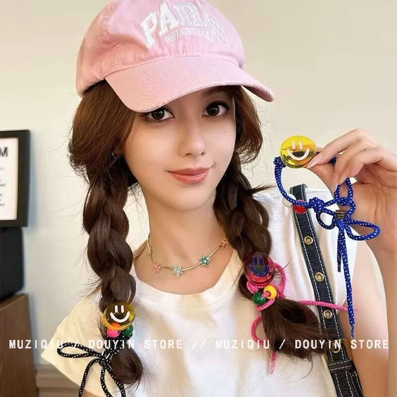 木子秋个性甜酷不撞款彩色笑脸发圈高级感气质时尚甜美搭编织发绳