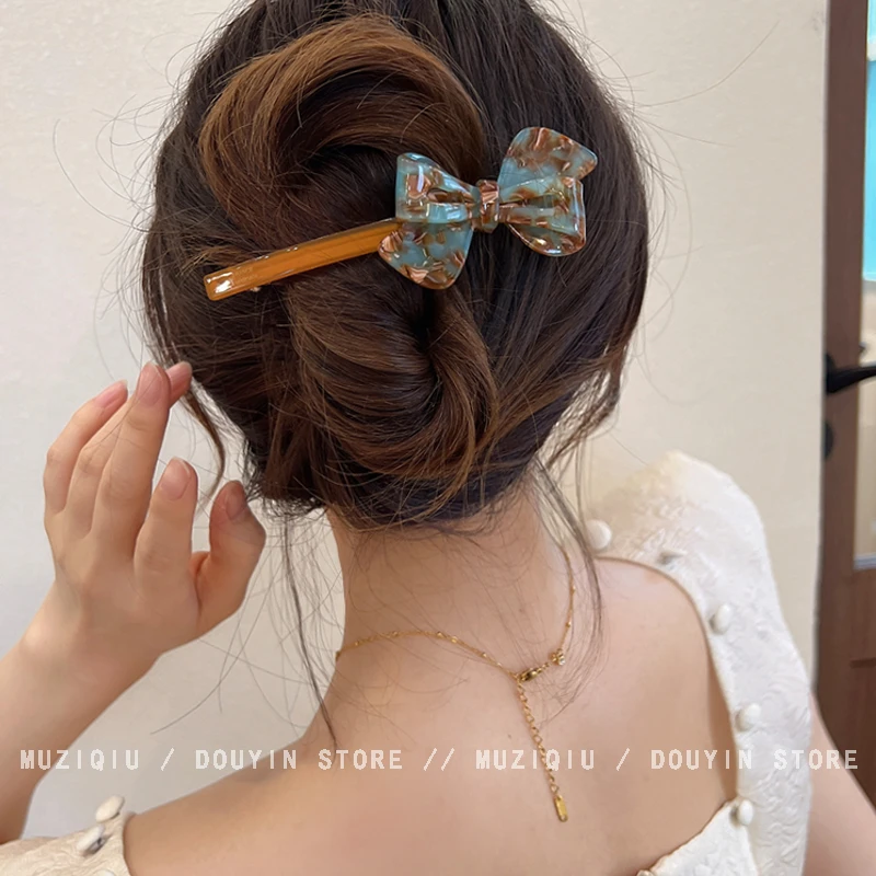 木子秋高级感蝴蝶结弹簧夹氛围优雅气质时尚甜美简约百搭网红发夹