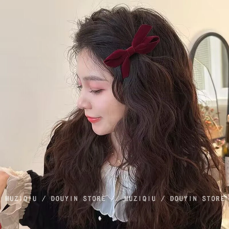 木子秋新年红蝴蝶结刘海侧边夹高级感气质时尚复古甜美简约搭发夹