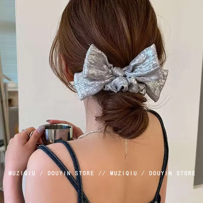 木子秋2024新款时尚蝴蝶结大肠发圈气质轻奢韩式优雅甜美发圈发饰