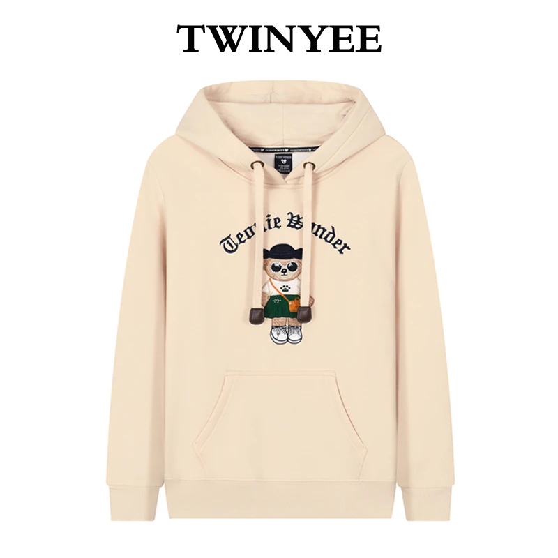 园丁小熊2023年秋冬新款卫衣女宽松运动外套大码连帽加绒红色上衣