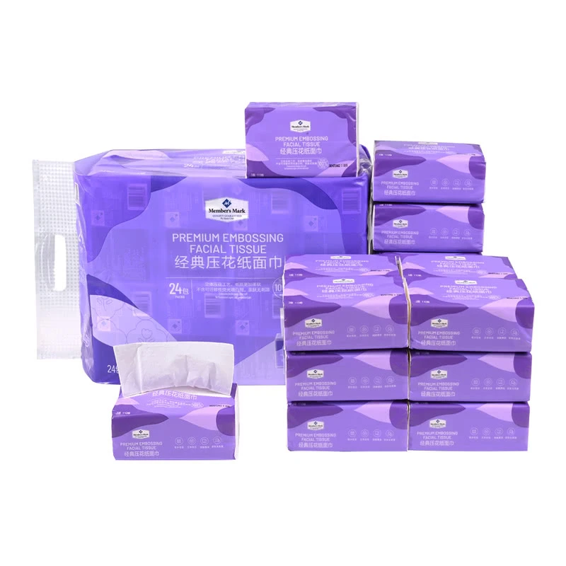 经典压花纸面巾抽纸三层110抽*24包家庭用的纸巾