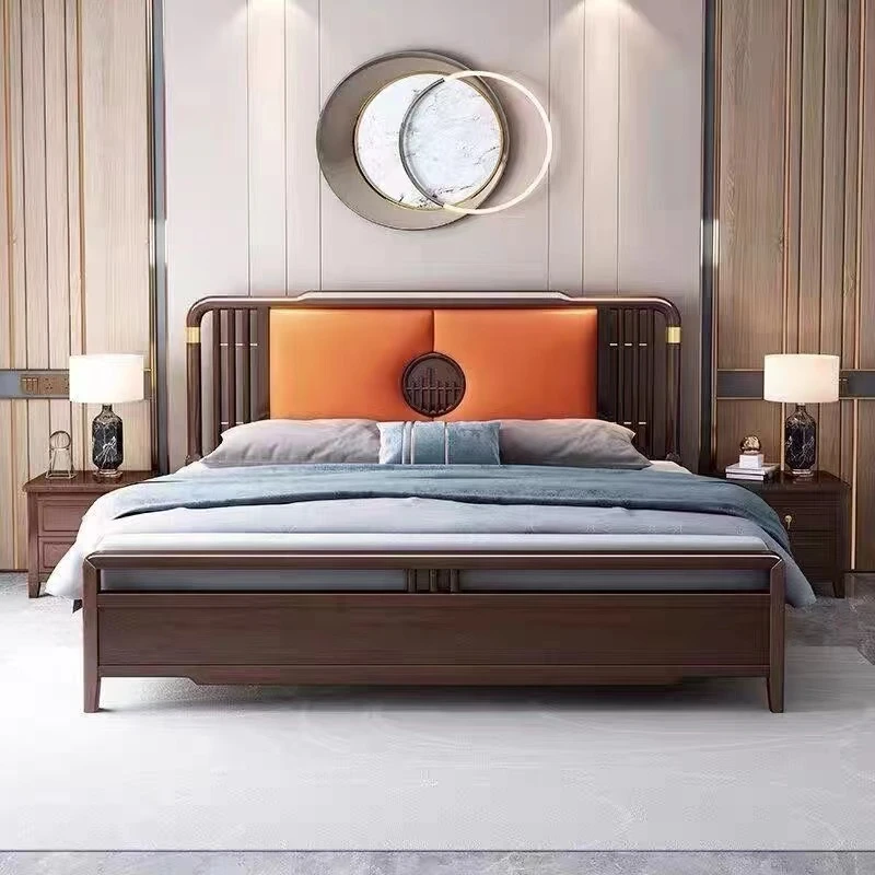 A12新中式实木床1.8米主卧大床软包1.5米双人现代抽屉高箱储物