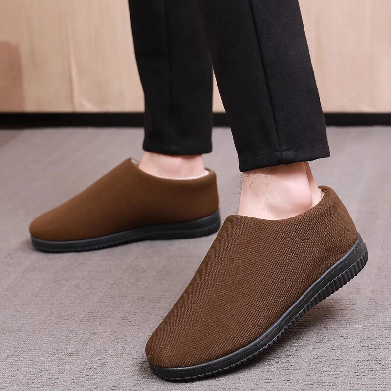 棉拖鞋男鞋包跟冬季居家老北京布鞋男棉鞋保暖加绒软底防滑一脚蹬