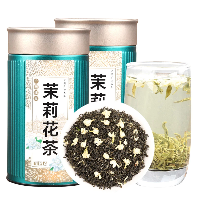 茉莉花茶春茶浓香型罐装 广西横县茉莉花茶叶飘雪花茶 浓香型毛尖