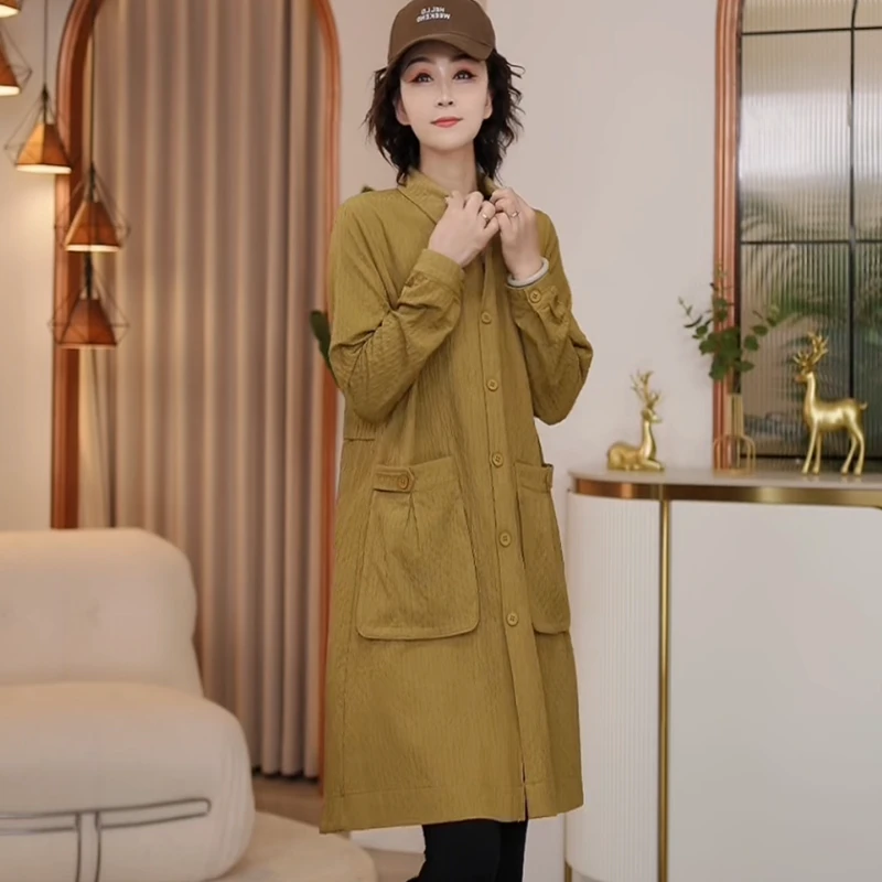 8129秋季新款韩版2024宽松休闲单排扣中长款衬衫女