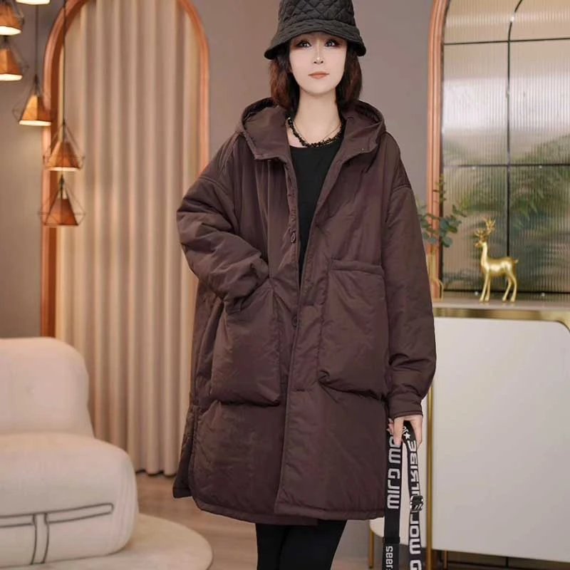 8361秋冬新款2024宽松休闲时尚连帽棉衣外套女