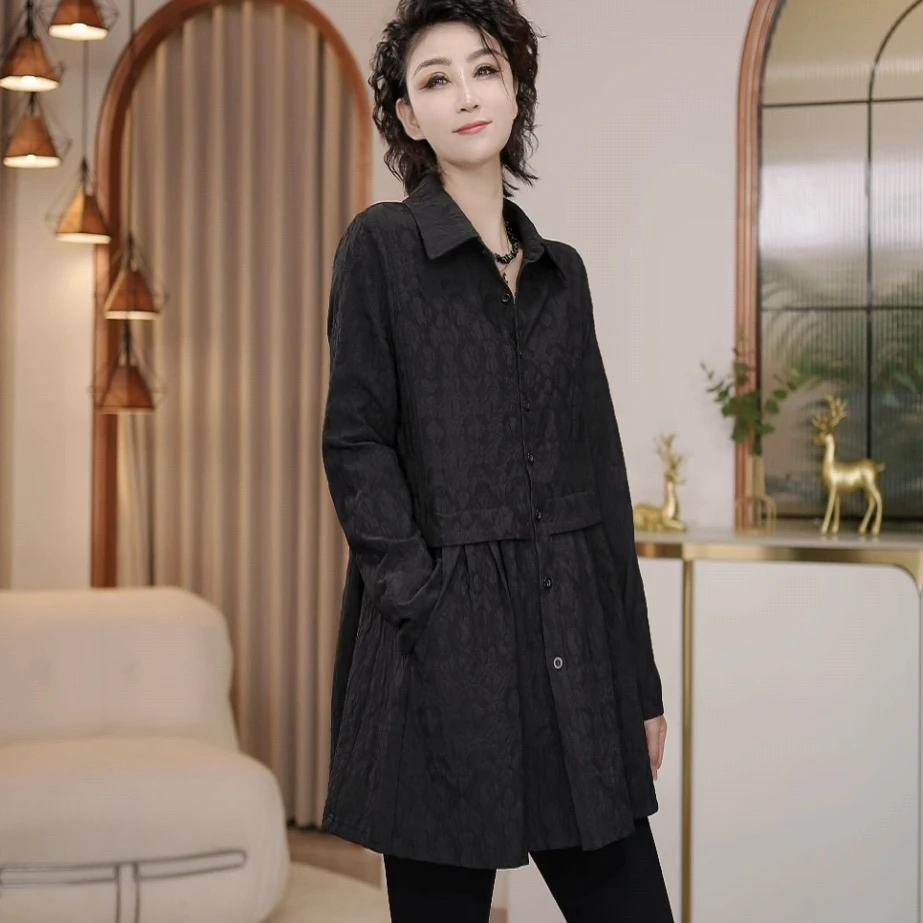 7306-6829秋季新款韩版2024宽松休闲拼接单排扣衬衫女