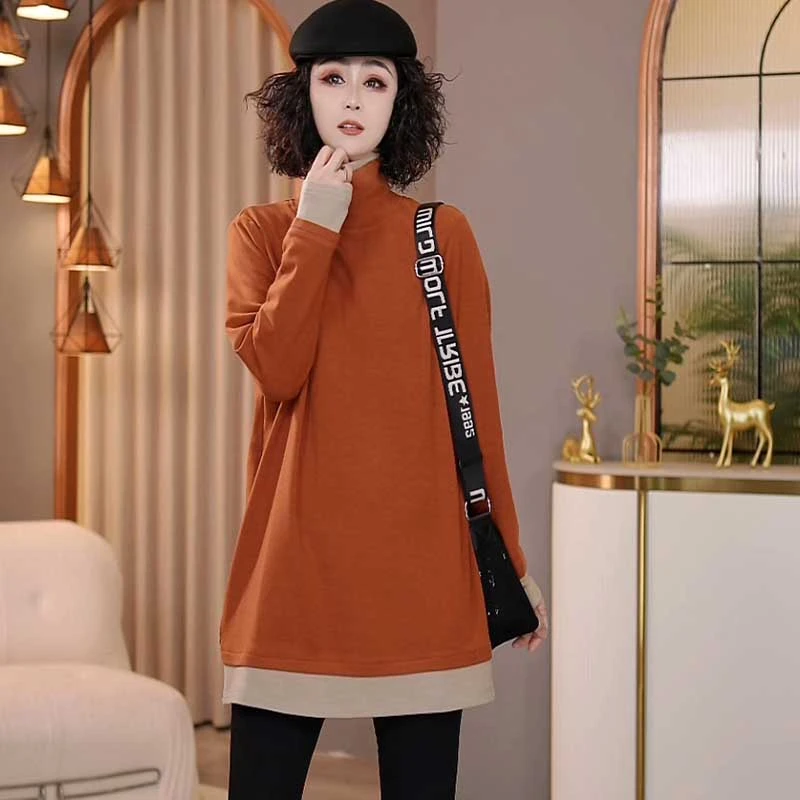 8559-8895冬季新款长袖韩版2024宽松休闲加厚高领打底衫女