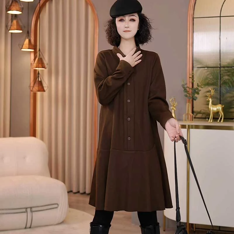 8562-8892冬季新款韩版2024宽松休闲时尚加绒拼接连衣裙