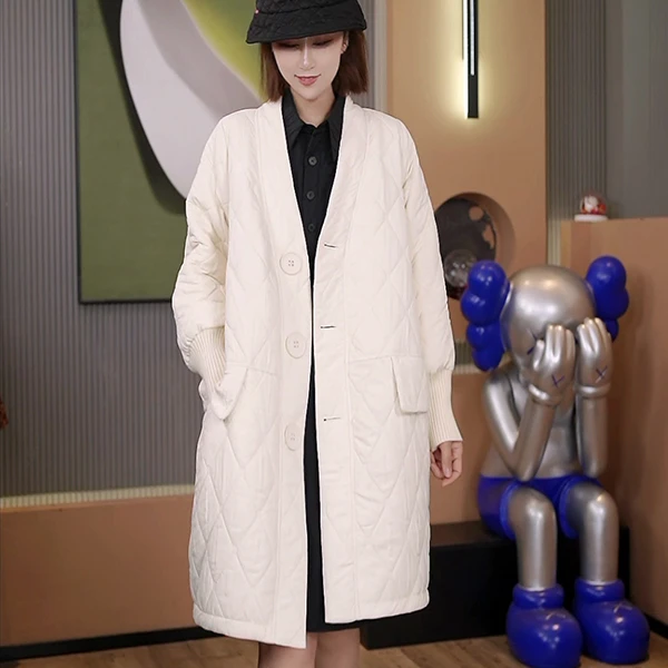 6970-8808冬季新款韩版2024宽松休闲中长款加厚保暖时尚棉衣女