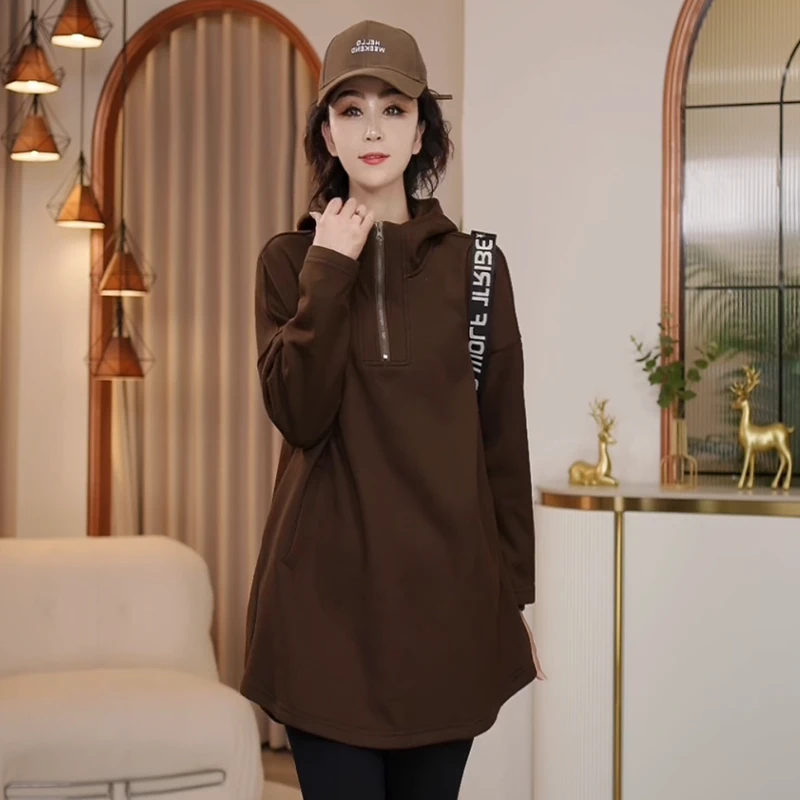 8110-641秋冬新款韩版2024宽松休闲连帽加绒加厚卫衣