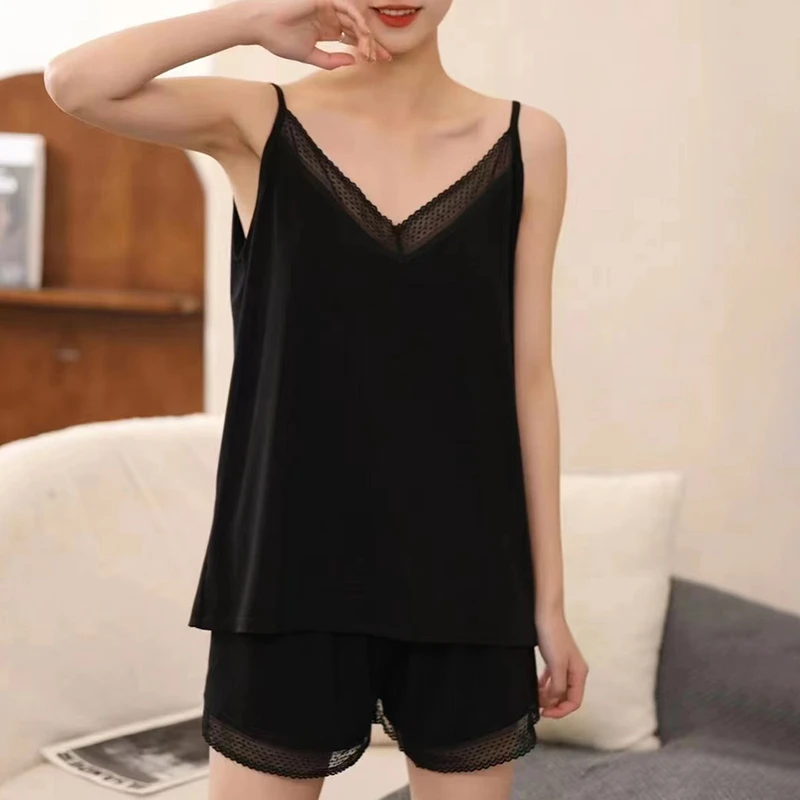 6307套装2025新款睡衣女夏季吊带两件套无袖宽松家居服