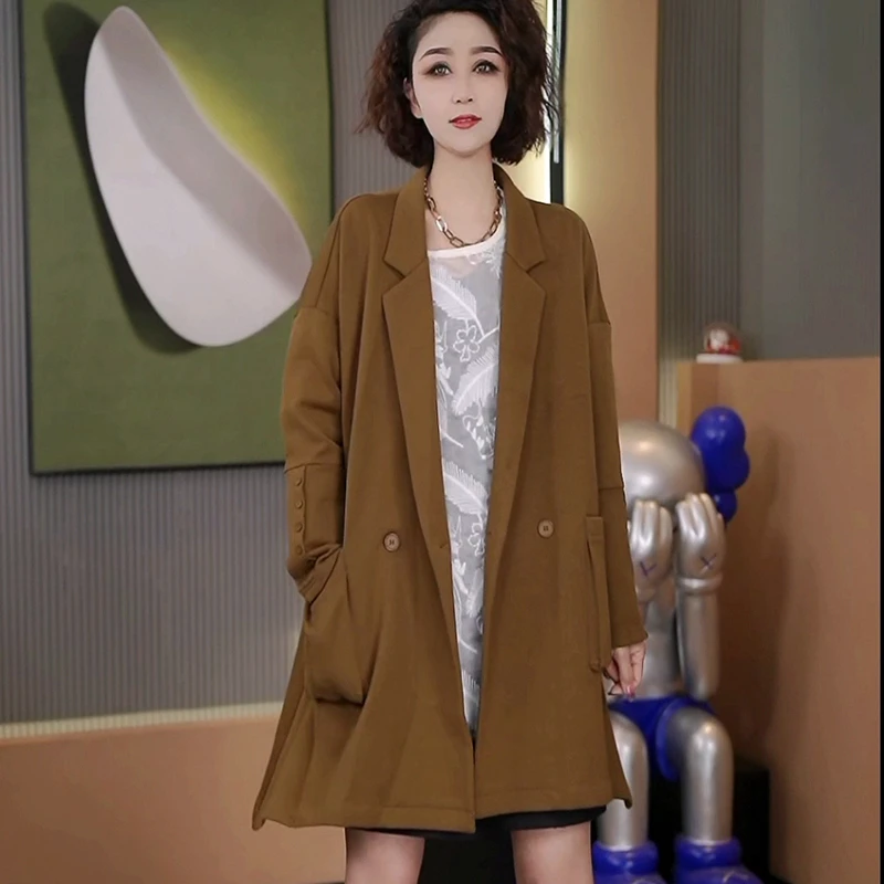 7455-608春季新款2024韩版宽松休闲拼接中长款外套女