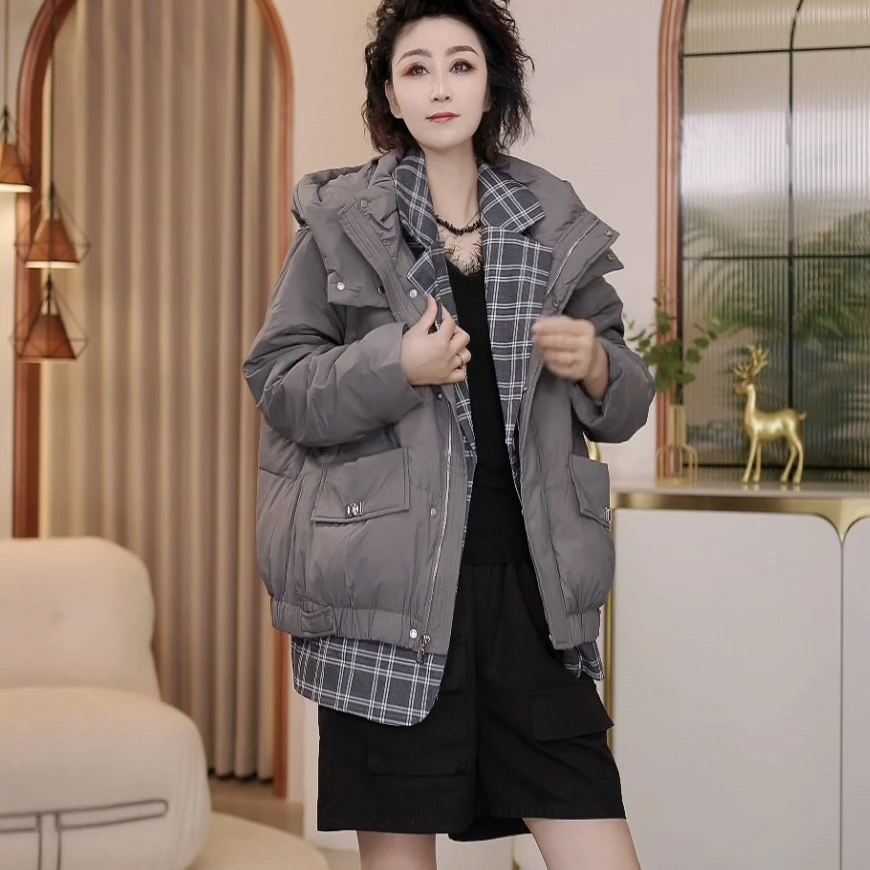 8032-c594秋冬新款韩版2024宽松休闲两件套羽绒服女