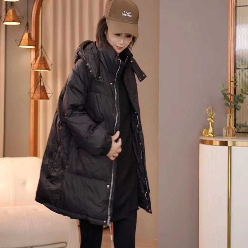 8339秋冬新款韩版2024宽松休闲拼接连帽羽绒服女