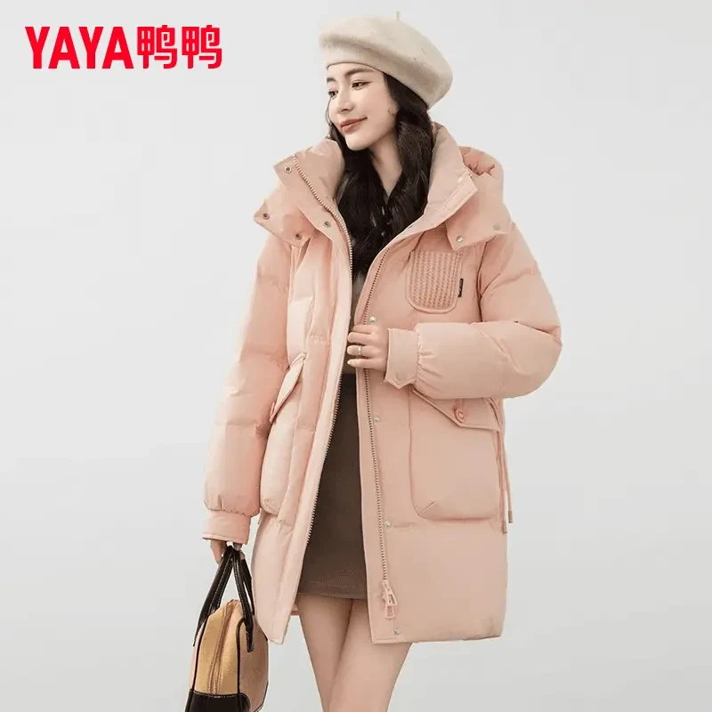 YAYA/鸭鸭女中长款冬时尚韩版百搭保暖舒适外套YE3B635155L