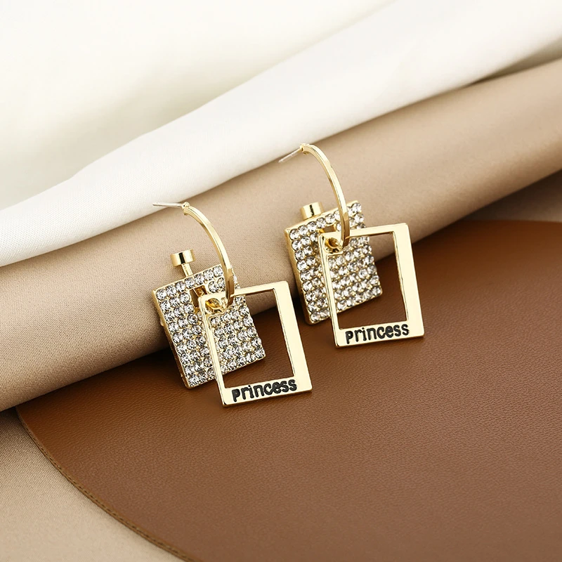 合金耳饰 88韩国东大门方形耳环女气质时尚网红C型耳圈耳饰