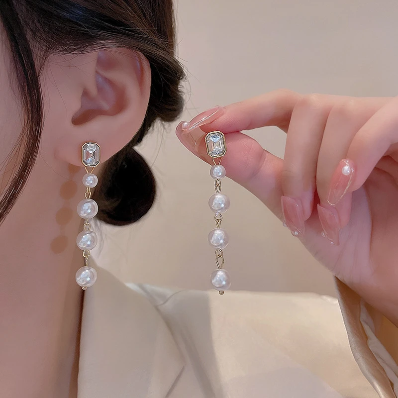 合金耳饰 92长款法式复古耳环女森系冷淡风网红同款耳钉耳饰简约