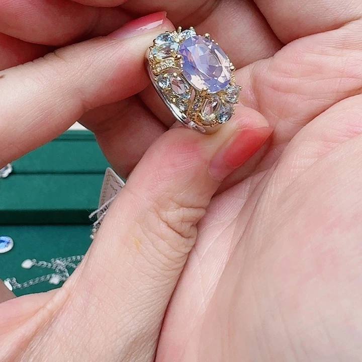 水晶戒指银S925镶嵌戒指