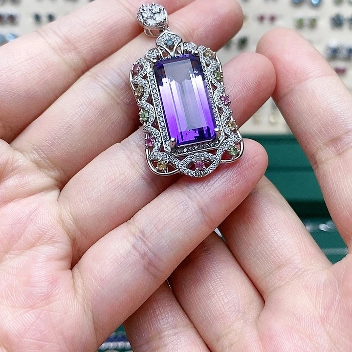 水晶吊坠(不含链)银S925镶嵌