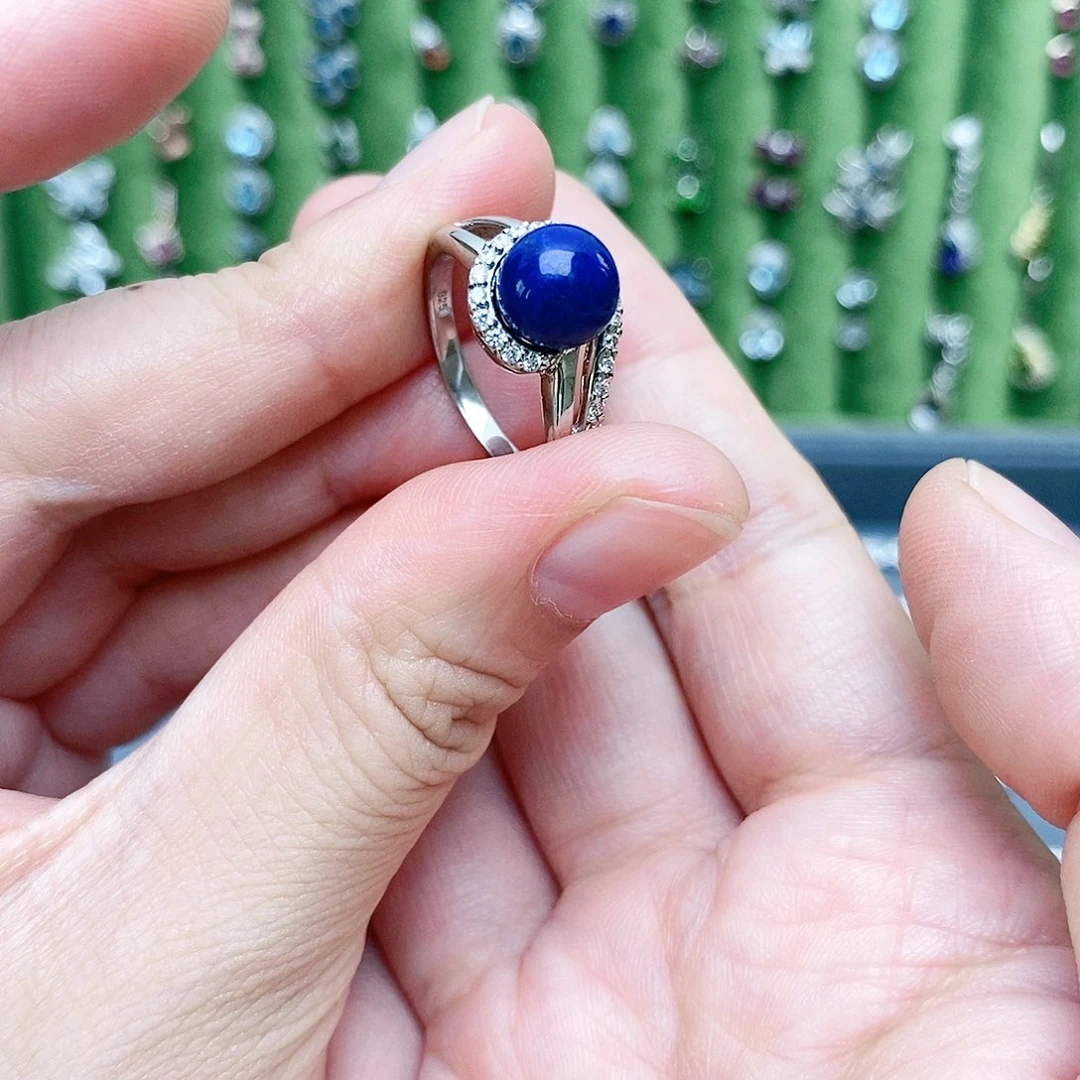 青金石戒指银S925镶嵌