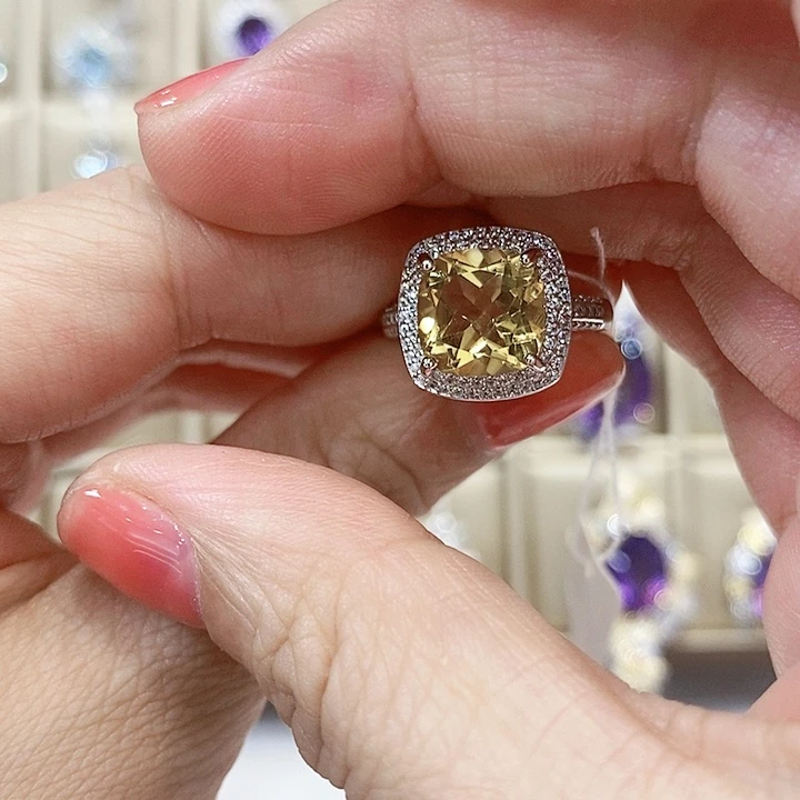 水晶戒指银S925镶嵌戒指