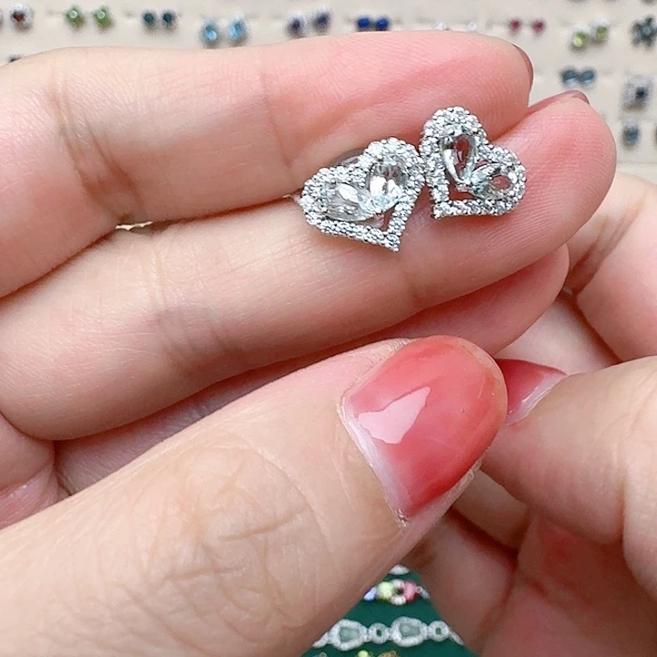 C海蓝宝石耳饰银S925镶嵌333