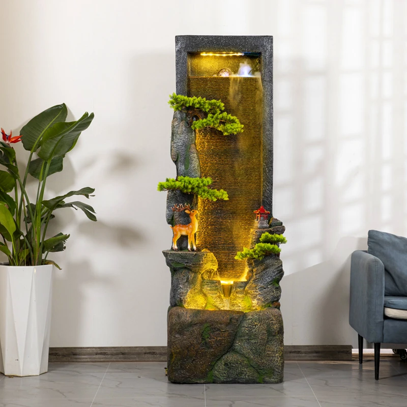 大型水幕墙假山流水幕墙屏风喷泉客厅庭院玄关装饰景观落地大摆件