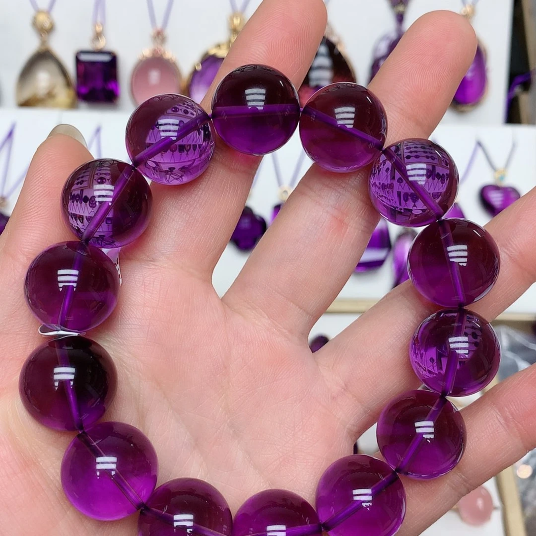 紫晶全净体手串17mm藏品级未镶嵌