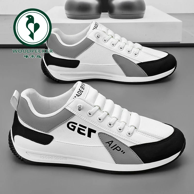 【正品】啄木鸟一脚蹬男鞋春季2024新款学生运动板鞋跑步男士休闲小