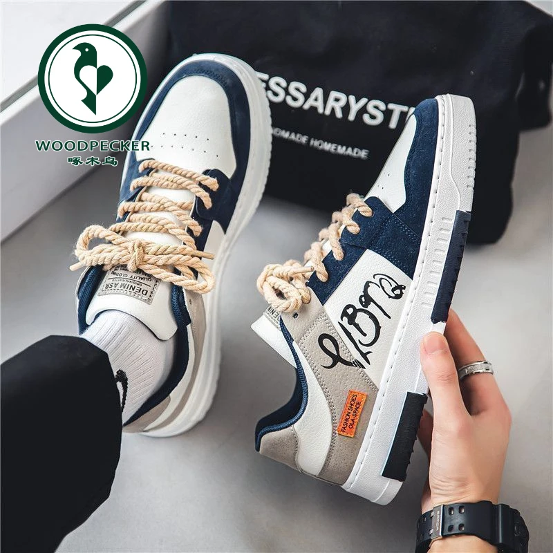 【正品】啄木鸟新款春季男款低帮板鞋百搭运动休闲潮鞋学生ins鞋子