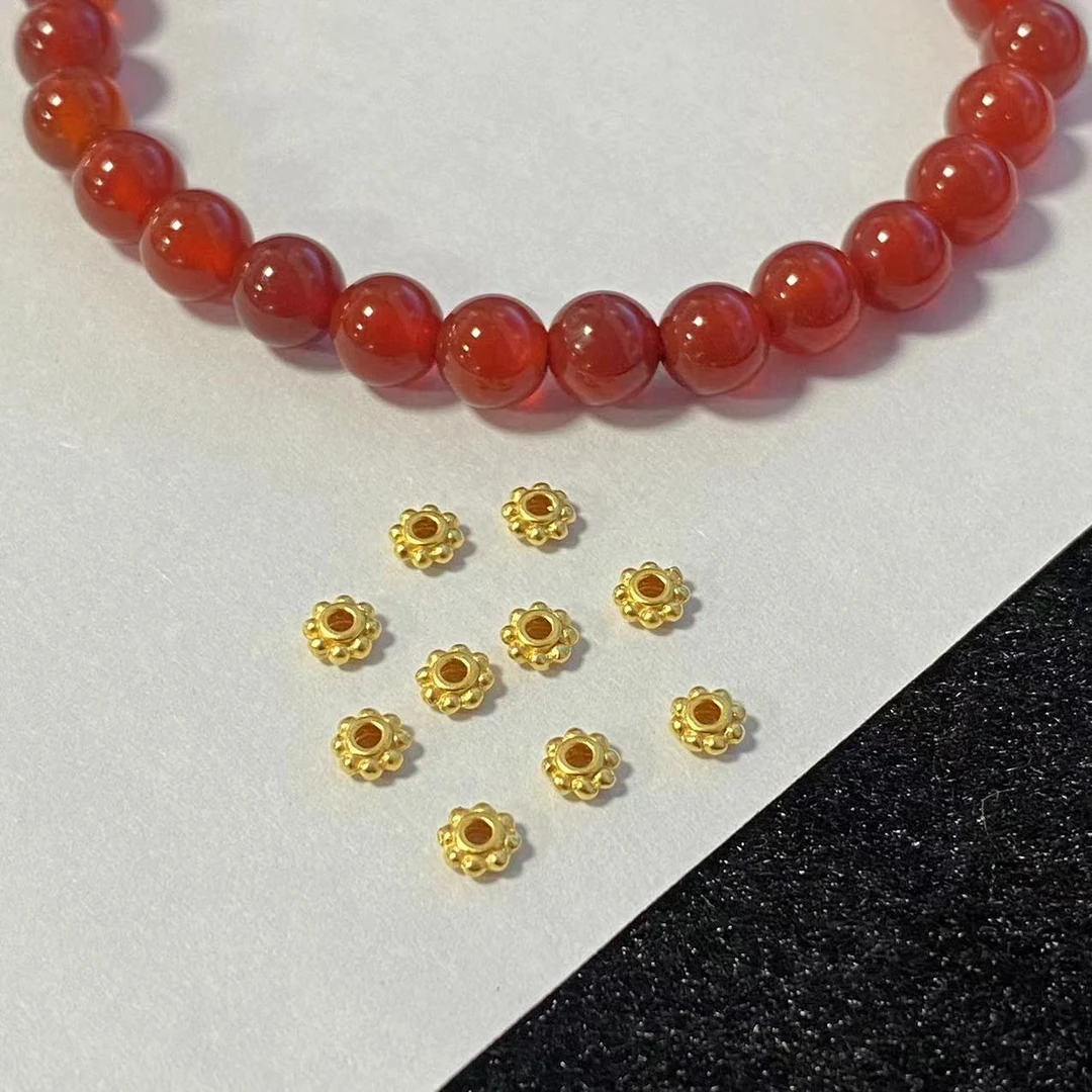 足金999雪花隔片10颗搭红玛 瑙手串@@A018-10