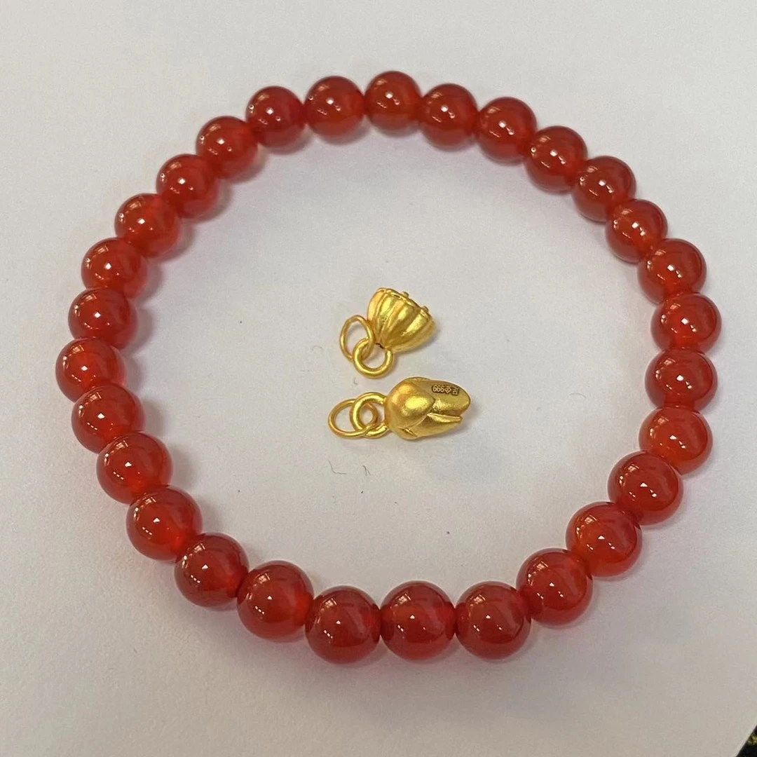 足金999分开两世欢玛 瑙手链时尚@@A248-1