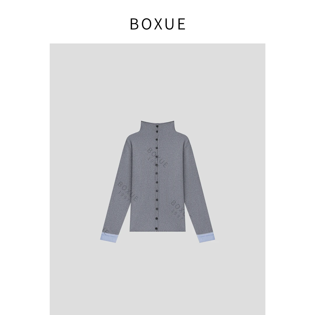 BOXUE“松岚”2024冬季新款绵羊毛+山羊绒毛衣外套#241104W540